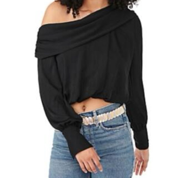 Free People Black Jenna Off the Shoulder Top - Picture 7 of 9